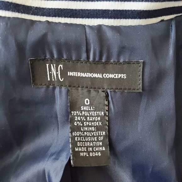 INC women's Striped blazer Navy And White Size 0 - Picture 6 of 8